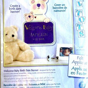 Crafts Applique Kit Dimensions Lil Tots Felt Teddy Bear Baby Birth Banner 11x17